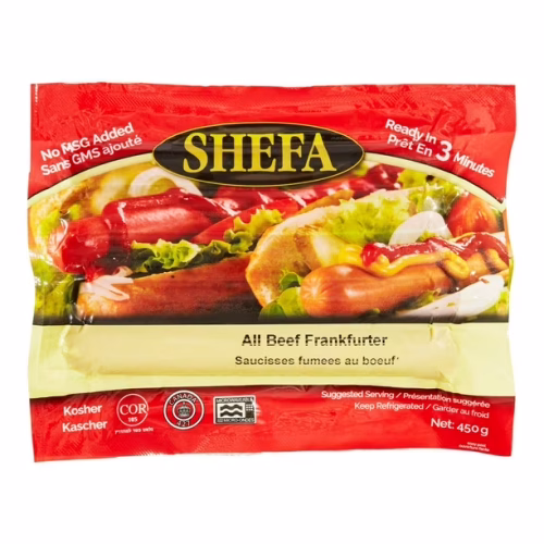 Shefa All Beef Frankfurter, 10pcs, 450 g